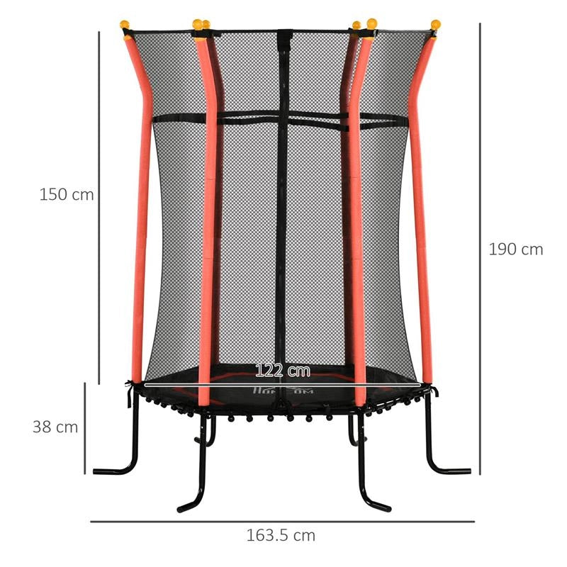 TAPPETO ELASTICO PER BAMBINI CON INGRESSO A CERNIERA E PALI IMBOTTITI Ø 163.5X190 CM ROSSO