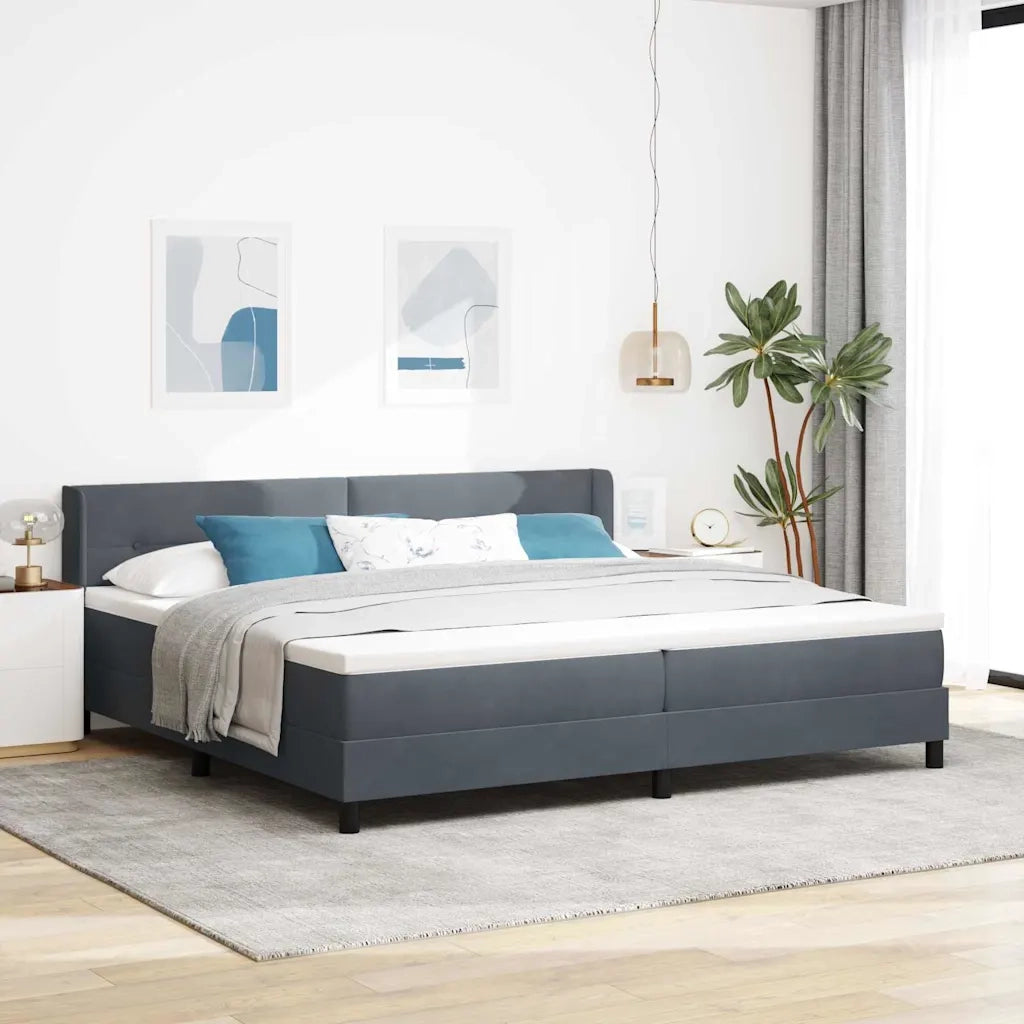 Letto a molle con testiera Grigio scuro 200 x 200 cm Velluto 3341487