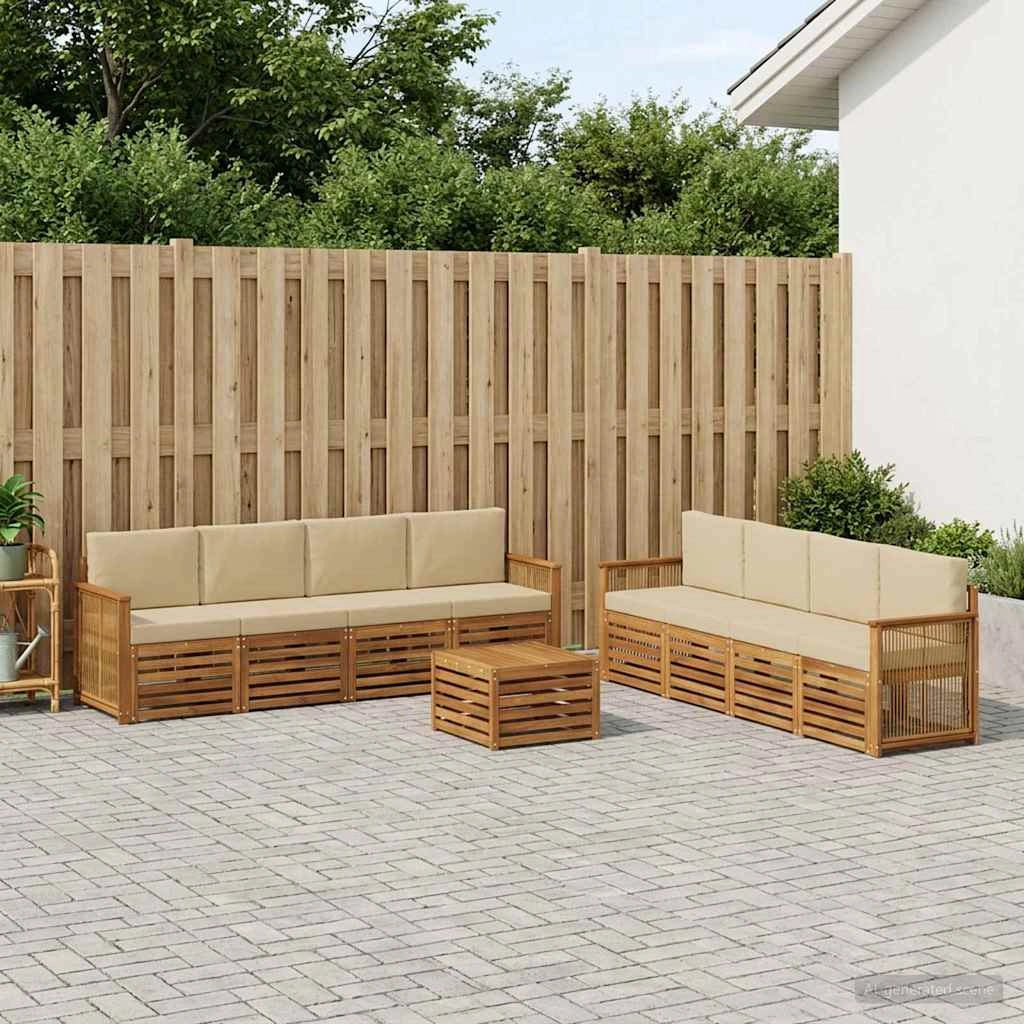 Set di divani da esterno 9 pz Naturale e Beige 3384179