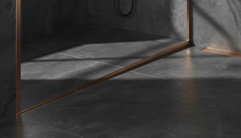 Profilo Doccia Pendenzato 120cm Brush Copper destra