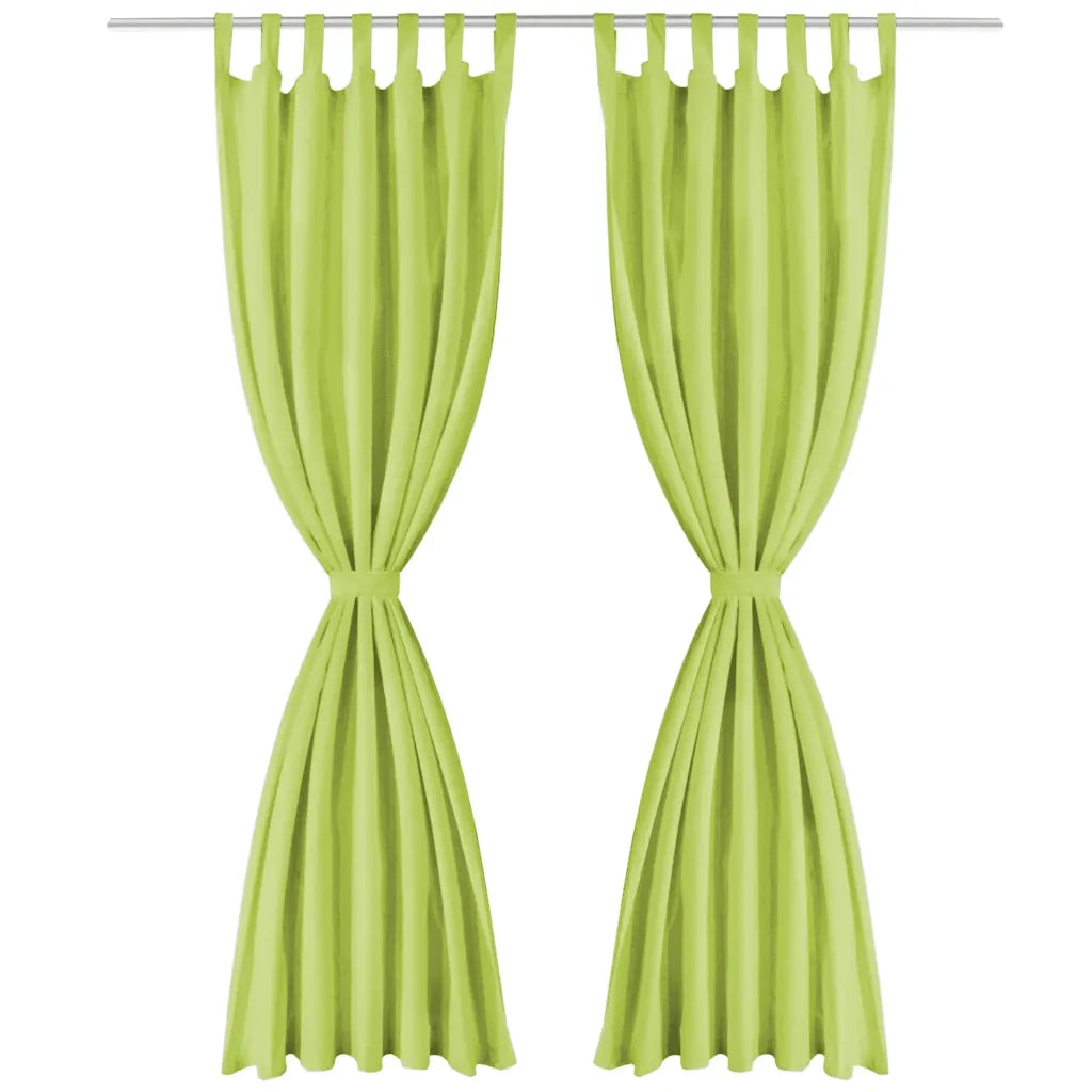 2 Pz Tende in Micro Raso con Passanti 140x175 cm Verdi 132222