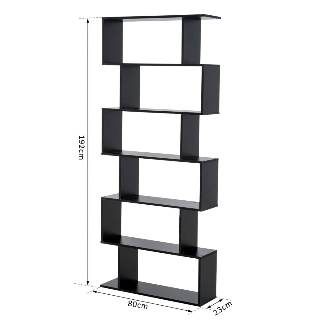 Libreria Design Moderno in Legno con 6 Ripiani Nero 80x23x192 cm