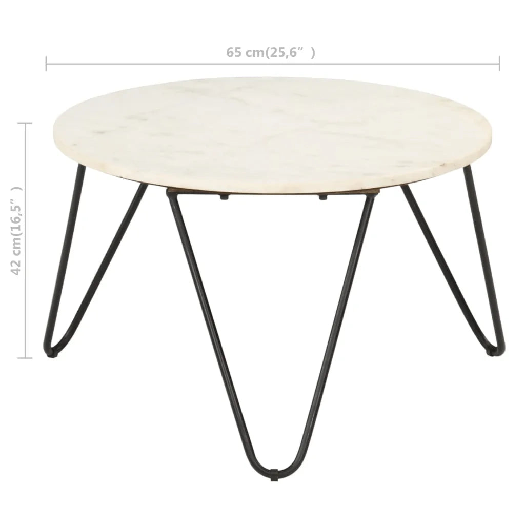 Tavolino da Salotto Bianco 65x65x42cm Pietra Vera Testura Marmo 286446