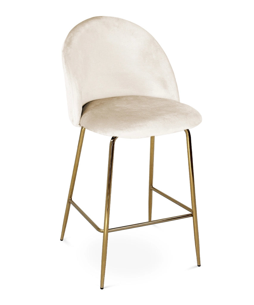 Sgabello cucina imbottito, sgabello alto in velluto beige piede dorato – Nicole - SG11NIG