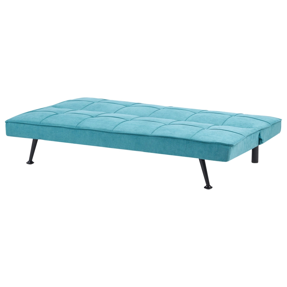 Divano letto in tessuto blu marino a 3 posti con imbottitura trapuntata Letto per ospiti senza braccioli con chiusura a scatto