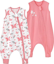 Due zuppe di sicurezza estive per bambini con piedi 100% cotone, 0,5 Tog, per bambini da 6 a 18 mesi