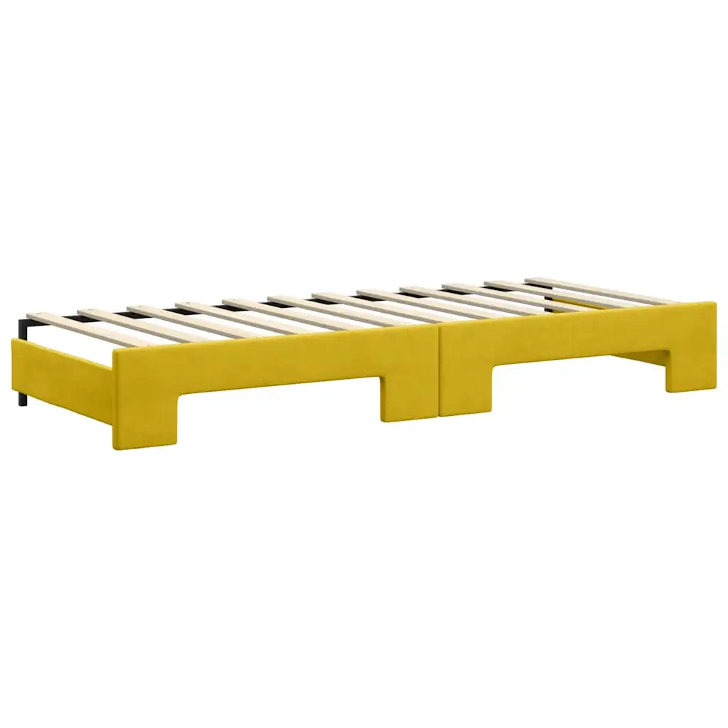 Divano Letto Estraibile con Materassi Giallo 80x200 cm Velluto