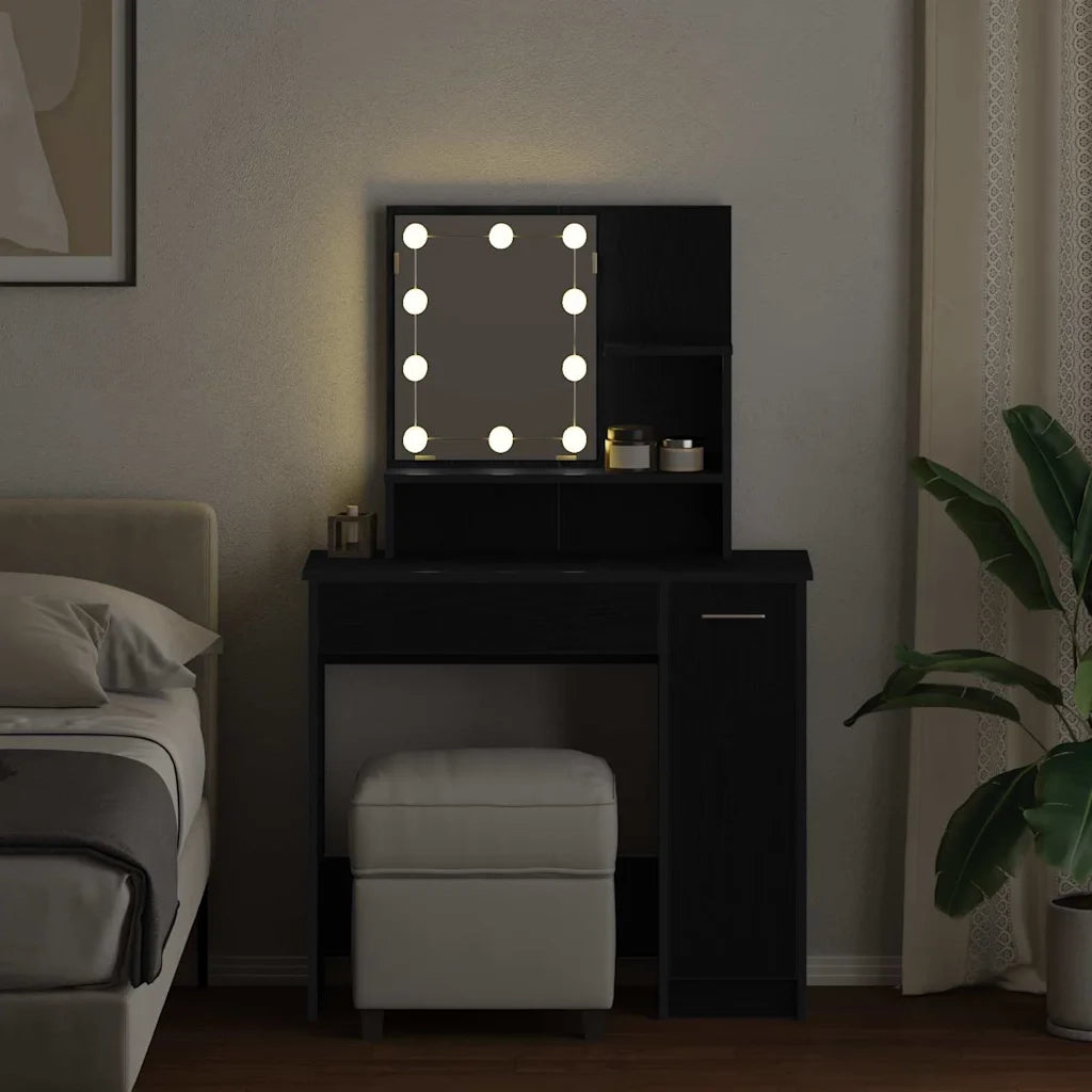 Tavolo da Trucco con cassetto Rovere Nero 86,5 x 35 x 136 cm CFW8291037