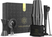 Set di Cocktail 5 pezzi imballaggio barista set per cocktail mix - 750 ml shaker di cocktail set di accessori per cocktail in acciaio inossidabile - set di regalo lussuoso con borsa e libro di ricette (nero)