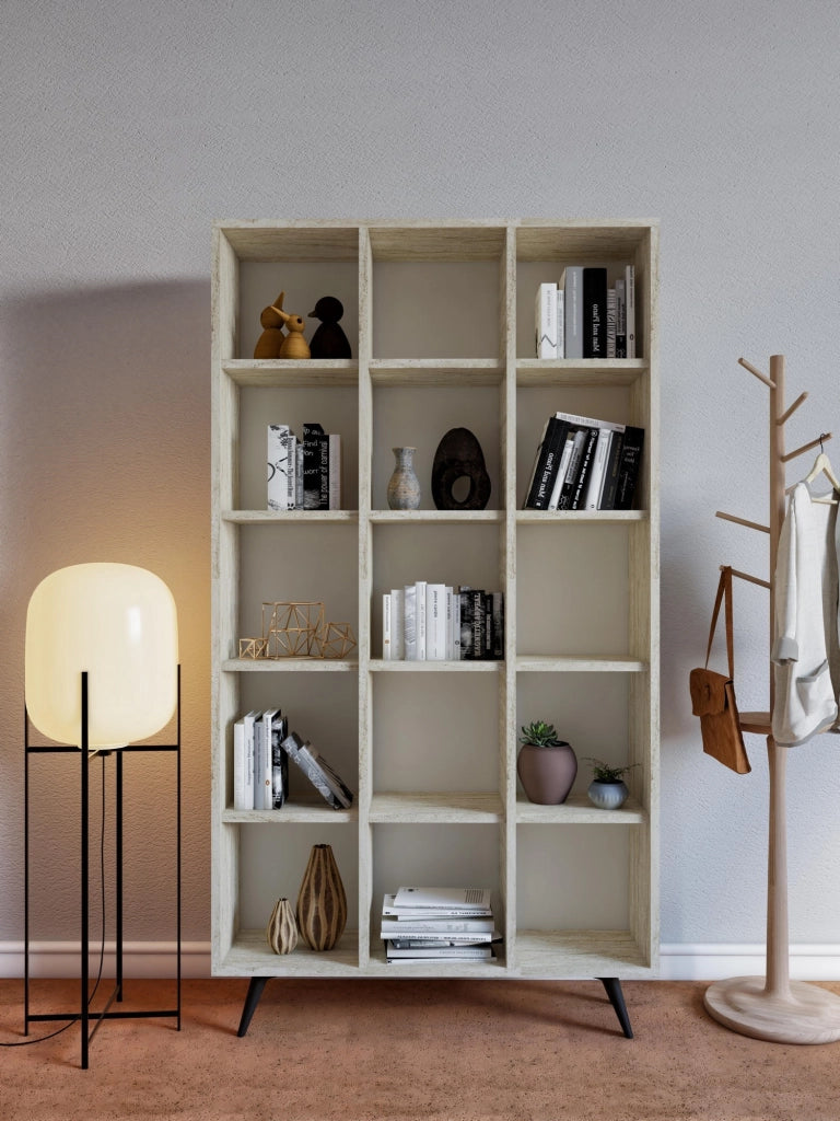 Libreria in legno "Zipa" 100 x 25 x 184 cm - Travertino