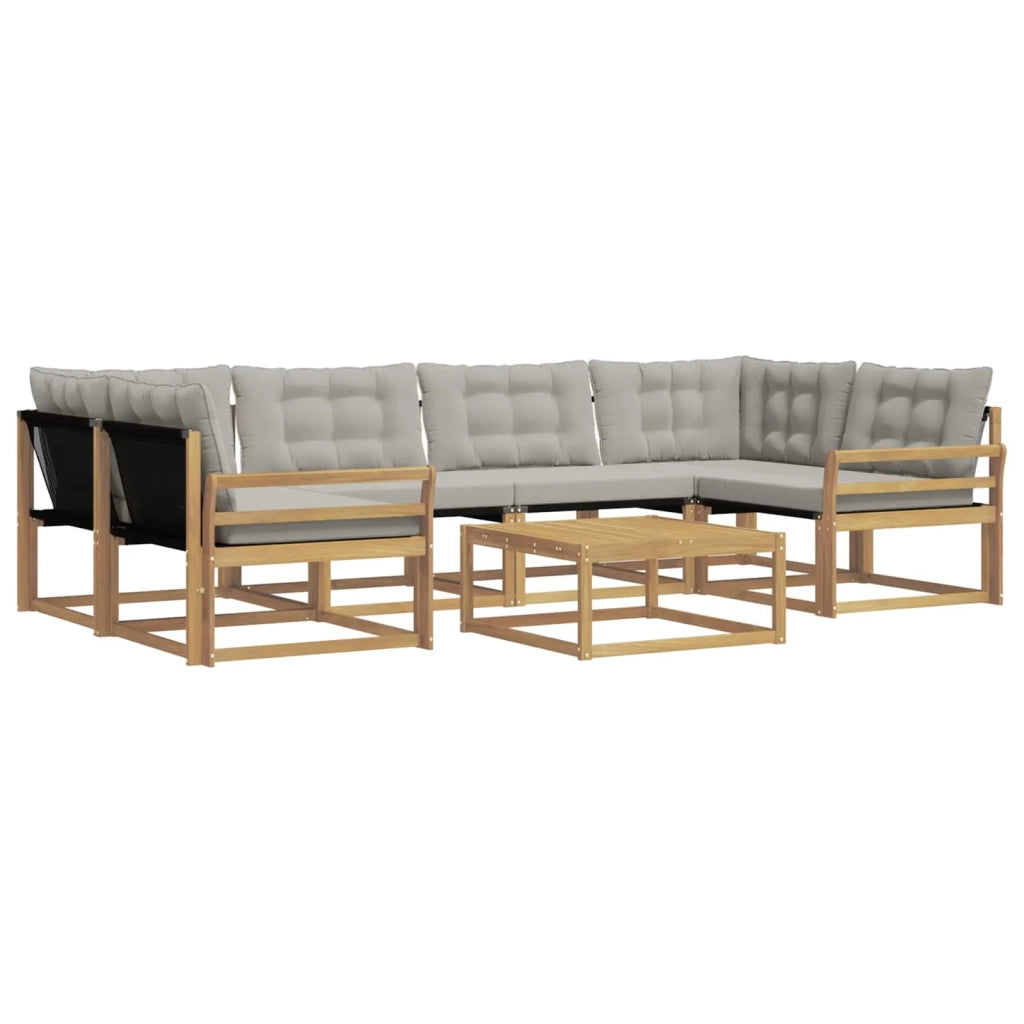 Set di divani da esterno 7 pz Bianco e Grigio Chiaro 3388469