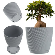 Vaso da fiori KADAX con supporto, coperchio, ciotola rotonda, 27 cm, grigio