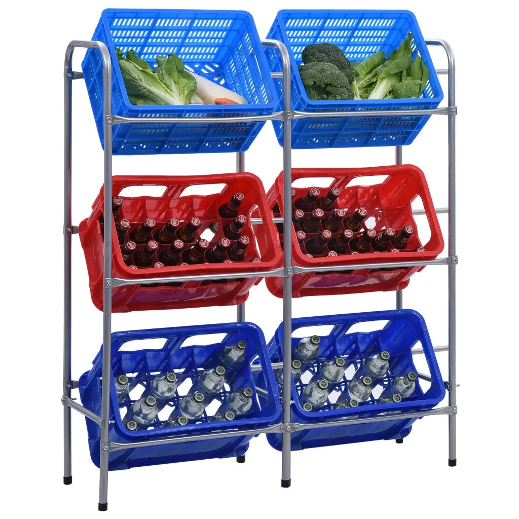 Supporto con Ripiani per 6 Casse Argento 96x33x116 cm Acciaio CFW4752767