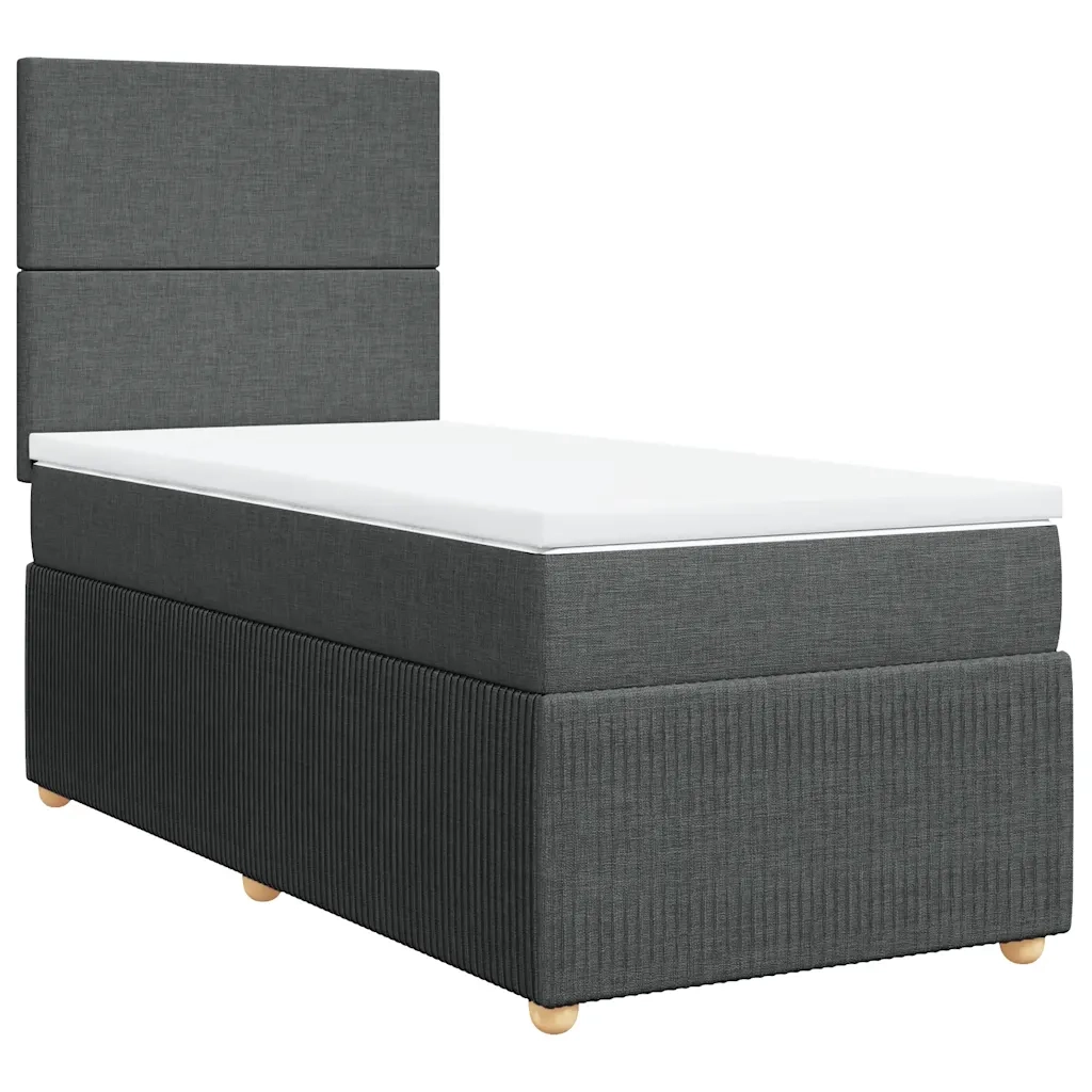 Giroletto a Molle con Materasso Grigio Scuro 90x190 cm Tessuto