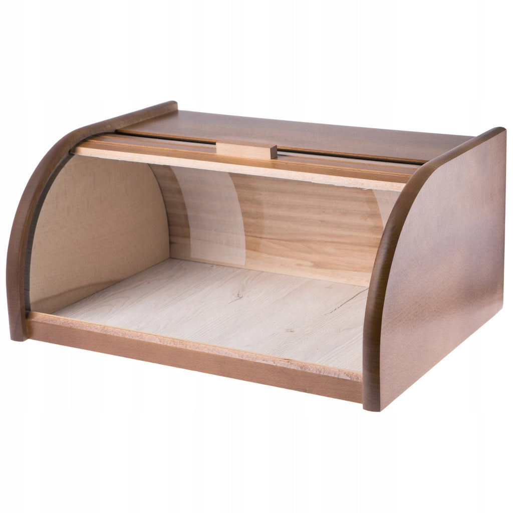 Contenitore per il pane in legno KADAX, grande, marrone massello, per panini.