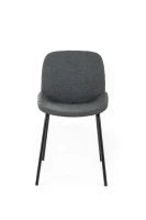E-STYLO Sedia da pranzo in tessuto grigio scuro e gambe in metallo nero, 57cm X 46cm H. 80cm.