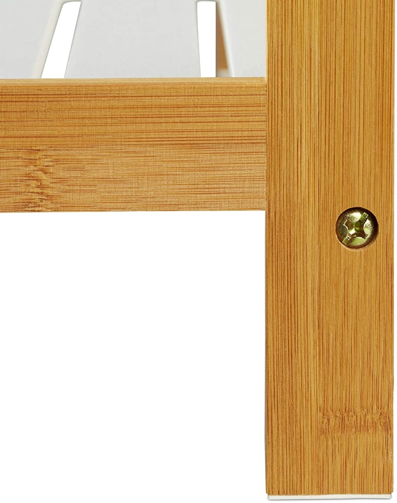 Scarpiera con vani portaoggetti 2 ripiani bambù e MDF bianco 70 cm 13_0001024
