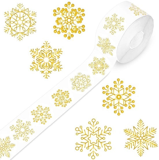 Sticker per Natale - Stelle di Neve - Ideali per la Decorazione - 1000 Pezzi - Sticker per un Natale Felice - Per Carte e Regali