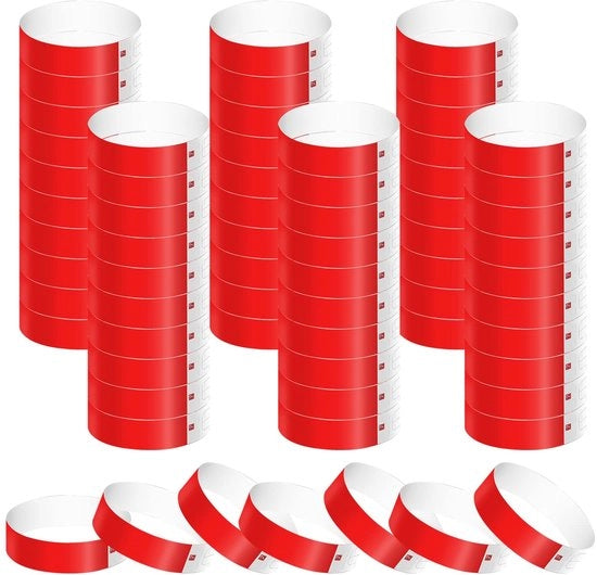 Bracciali acqua resistente 600 pezzi neon rosso - 25 x 1,9 cm - Leggeri - Portatili - Bende per festa