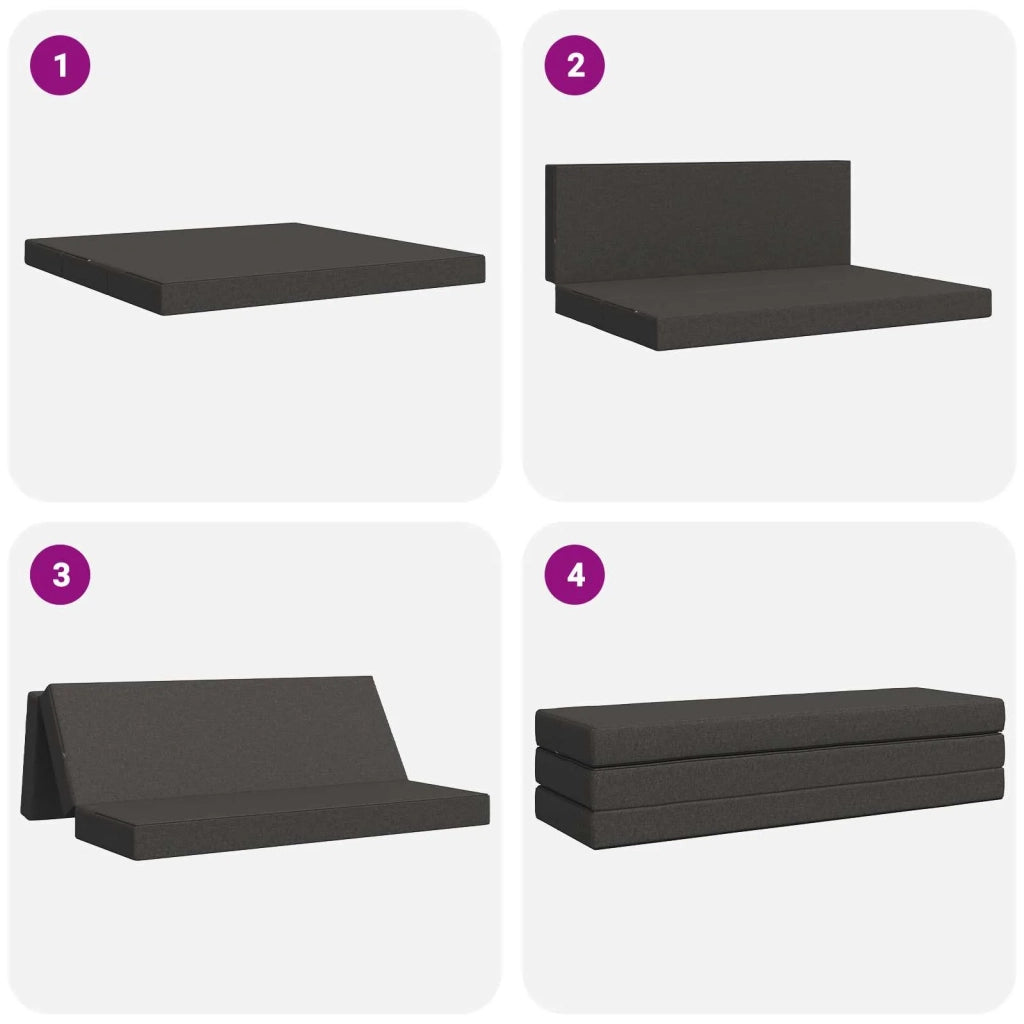 Divano Letto Pieghevole 200 x 67 x 45 cm Grigio Scuro