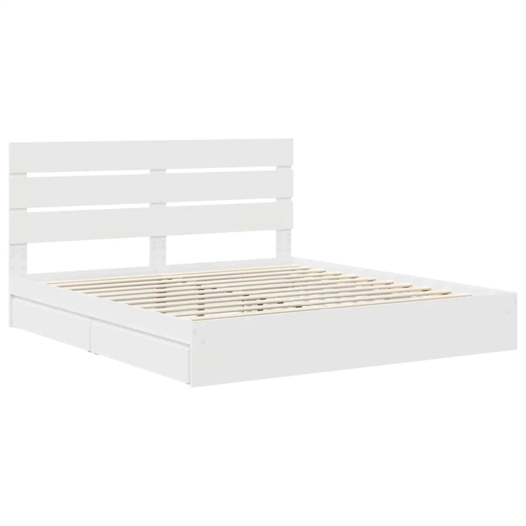 Letto con Contenitore Bianco 180 x 200 cm Legno multistrato