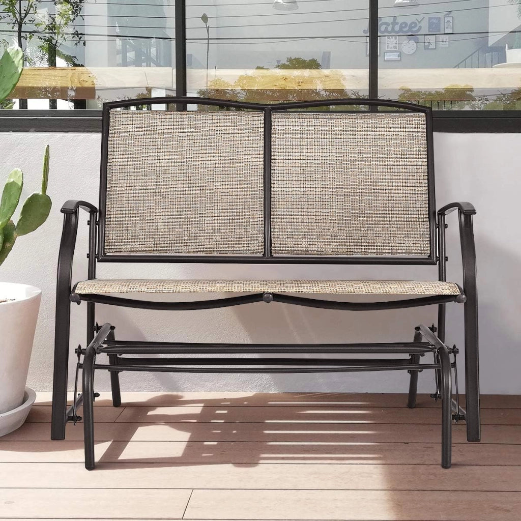Giantex OP3100 - Panca aliante per patio, colore: marrone, 104 x 71 x 94 cm (lunghezza x larghezza x altezza)