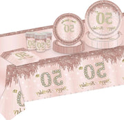 Decorazioni per 50 anni - Set di servizio da tavola - Bordo da festa in carta - Tazze - Fazzoletti - Tela da tavola - Argento rosa - Per 16 ospiti