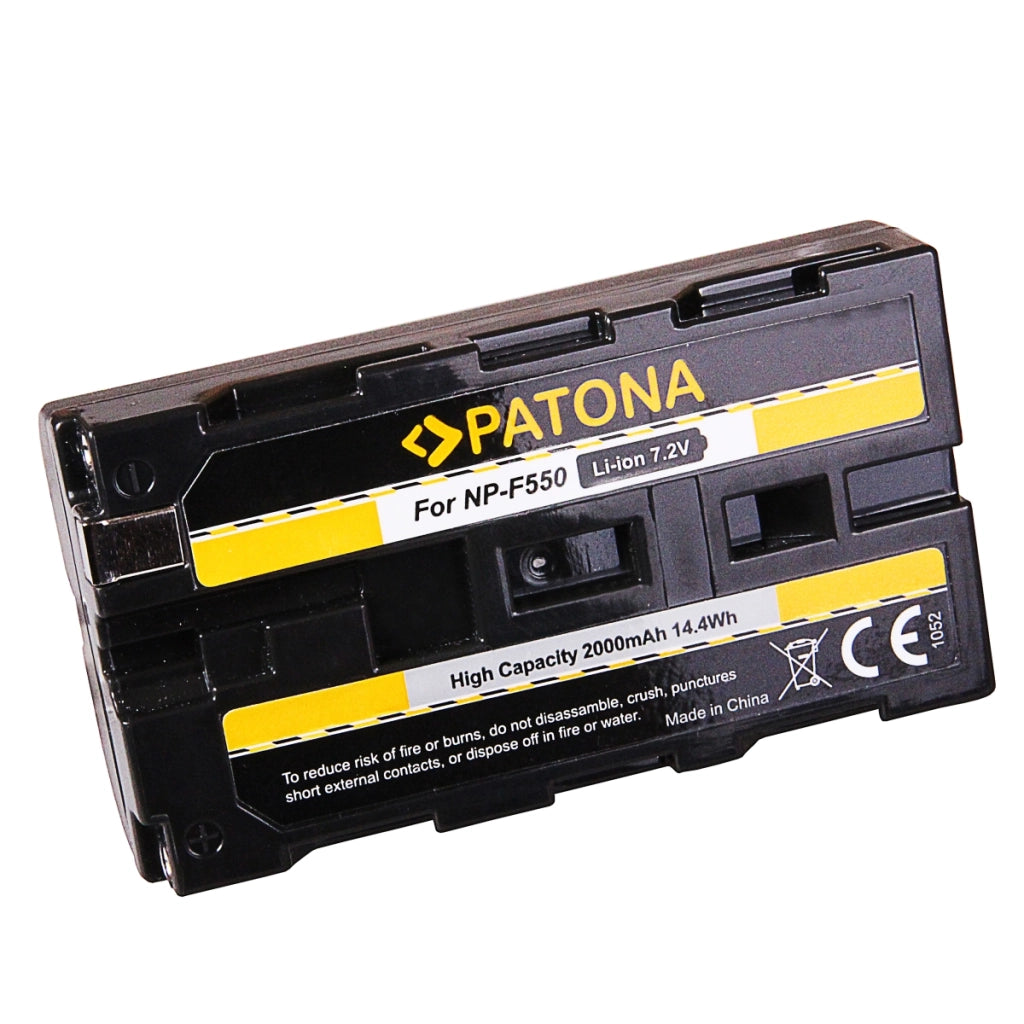 Patona NP-F 550 Batteria agli ioni di litio compatibile Sony NPF, 2200 mAh, 7,4 V, 16,3 Wh, per fotocamere, videocamere, luci LED, accessori fotografici