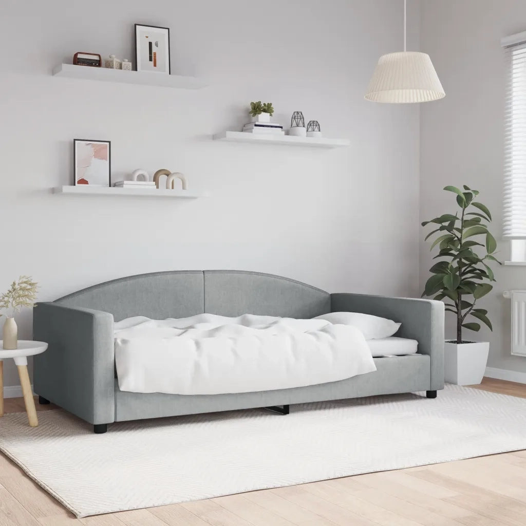 Letto da Giorno Grigio Chiaro 100x190 cm in Tessuto