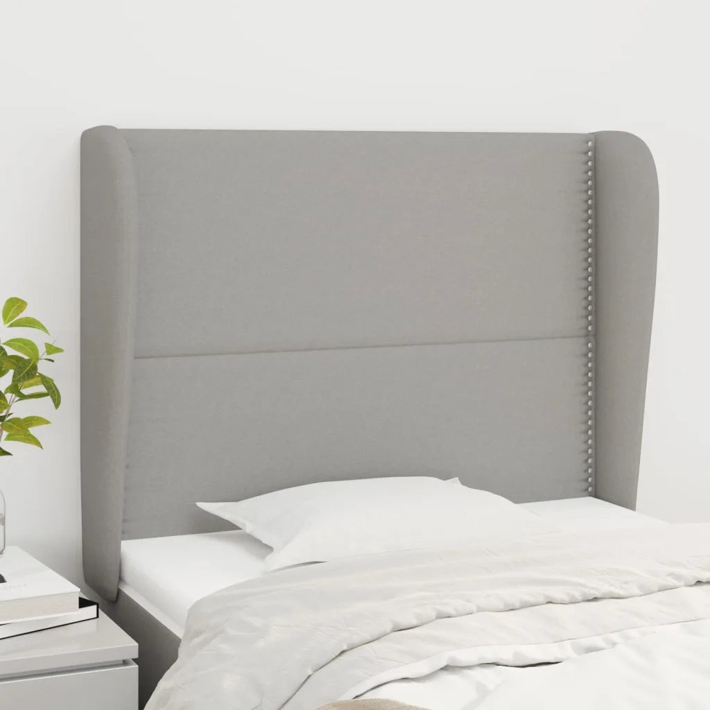 Testiera ad Orecchio-Testata con Orecchie Grigio Chiaro 103x23x118/128 cm in Tessuto 823114