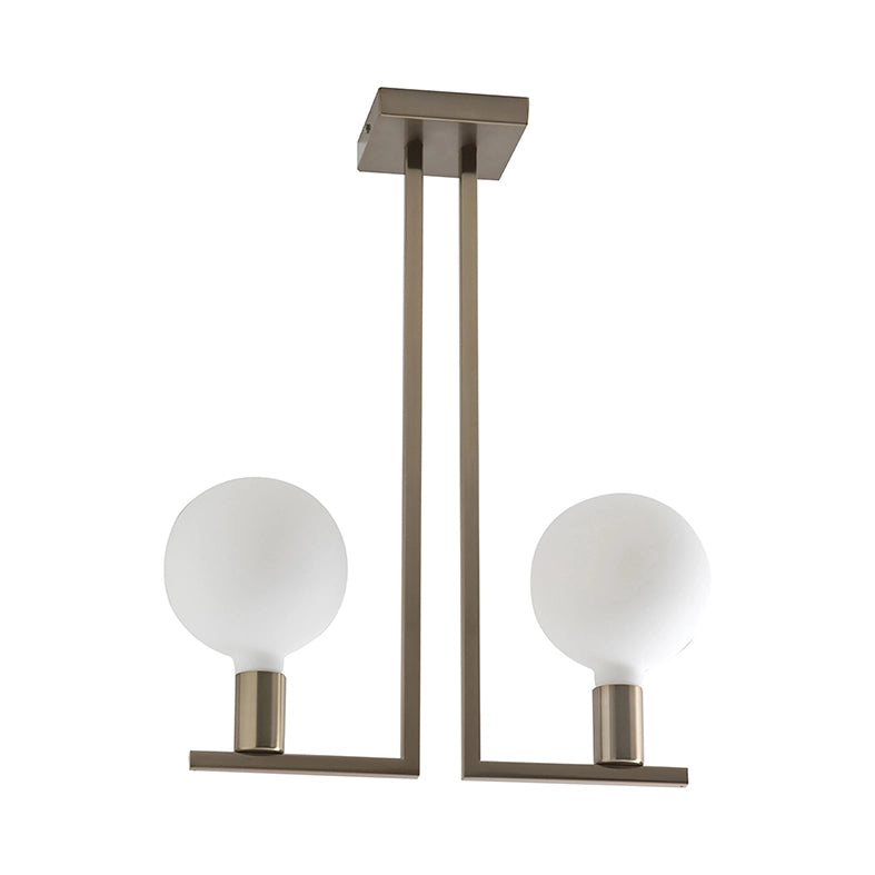 Plafoniera Twin a Soffitto con Attacco E27 per Interni - Struttura in Metallo Ottone Satinato 75W IP20 - Design Decorativo - Rossini Group