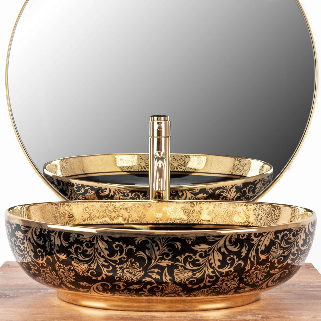 Lavabo Da Appoggio Rea Margot Black / Gold