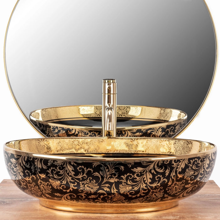 Lavabo Da Appoggio Rea Margot Black / Gold