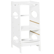 Torre Montessoriana per Bambini 40x50x90 cm Altezza Regolabile in MDF Bianca