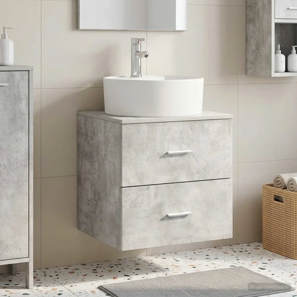 Mobile Lavabo da Parete Grigio Cemento 49,5 x 44,5 x 65 cm 890297