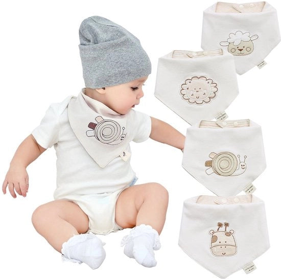 Set di Quadrati per Bambini, 4 pezzi, 100% Cotone Biologico, Soffici e Assorbenti, Bandana per Bambini Hypoallergenici in Blu, Set di Quadretti per Bambini, Regalo per Bambini