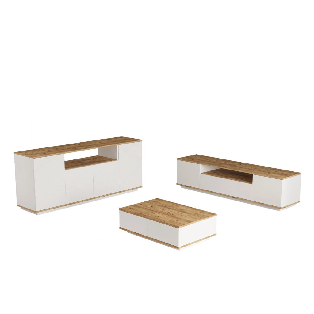 Set di mobili da salotto in legno "FR18" - 180 x 44 x 44 cm - Bianco