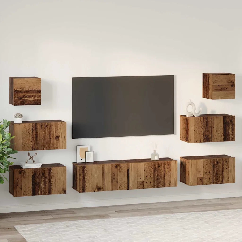 vidaXL Set mobile TV 8 pcs Legno vecchio 60 x 30 x 30 cm