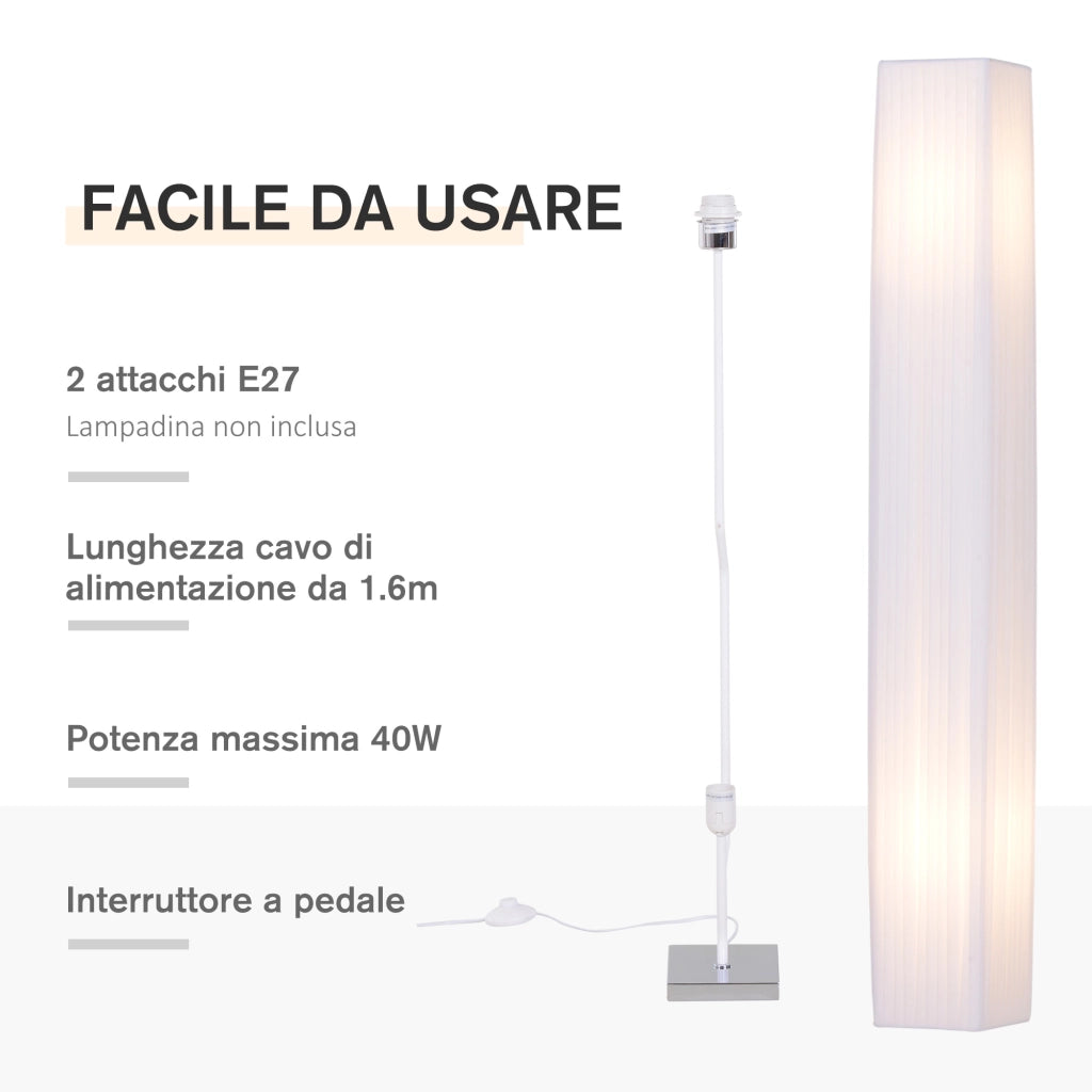 Lampada da Terra Design Moderna ¨C Xylo ¨C Tessuto Bianco 14x14x120cm