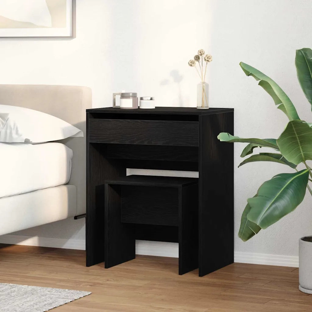 Toeletta | Tavolo da Trucco Rovere nero 60 x 40 x 75 cm Legno multistrato