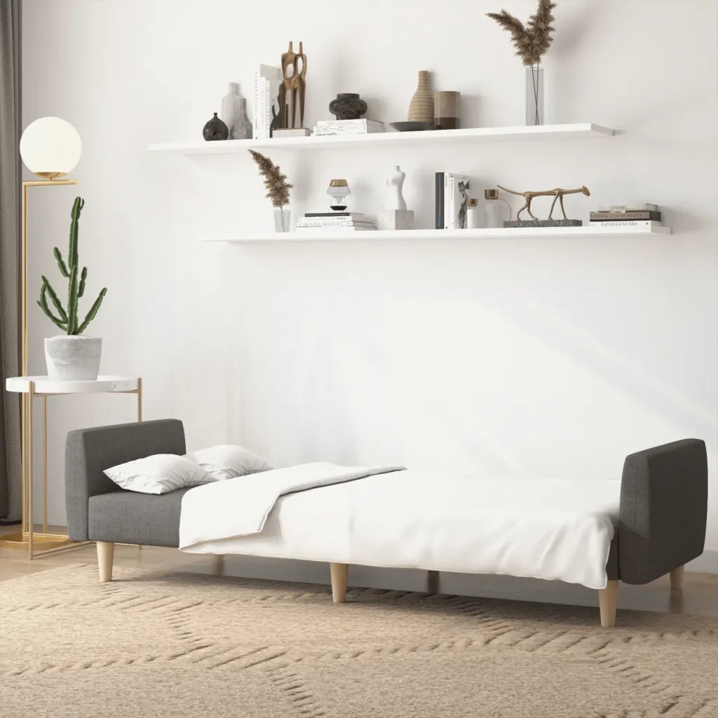 Divano Letto a 2 Posti Grigio Scuro in Tessuto 375785