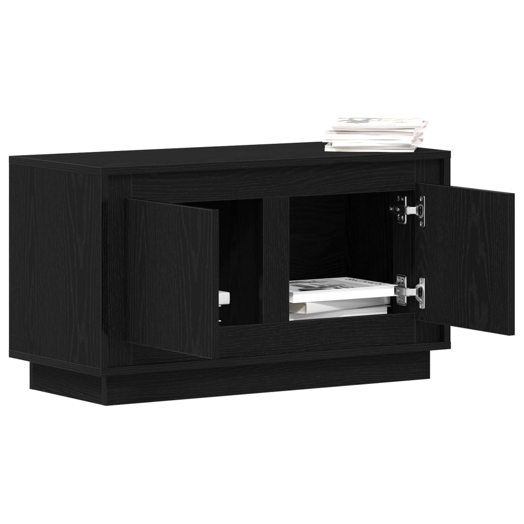 Mobile TV  Nero Rovere 80x35x45 cm Legno Ingegnerizzato