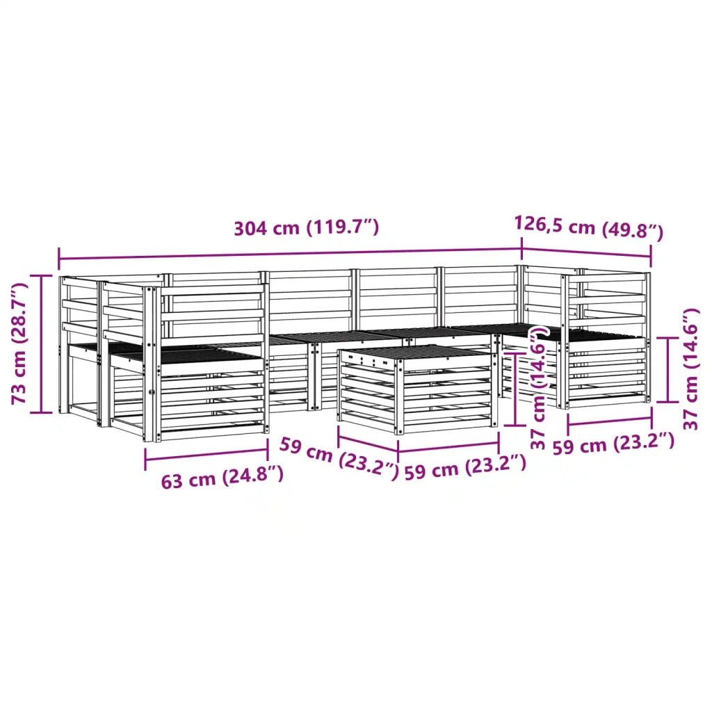 Set di divani da esterno 8 pcs Bianco Legno di Acacia Massello 3391534