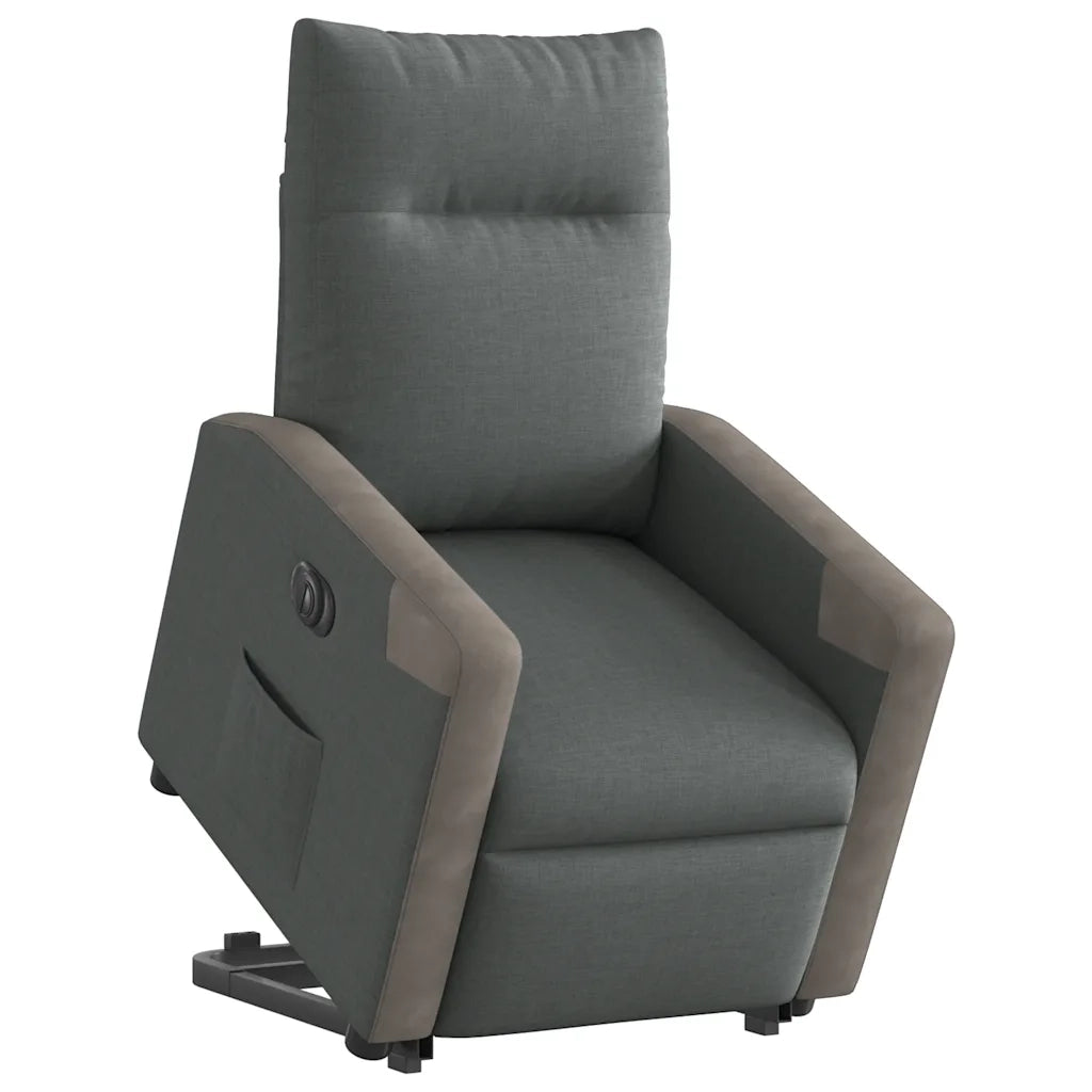Poltrona | Sedia Relax Alzapersona Reclinabile Elettrica Grigio Scuro Tessuto