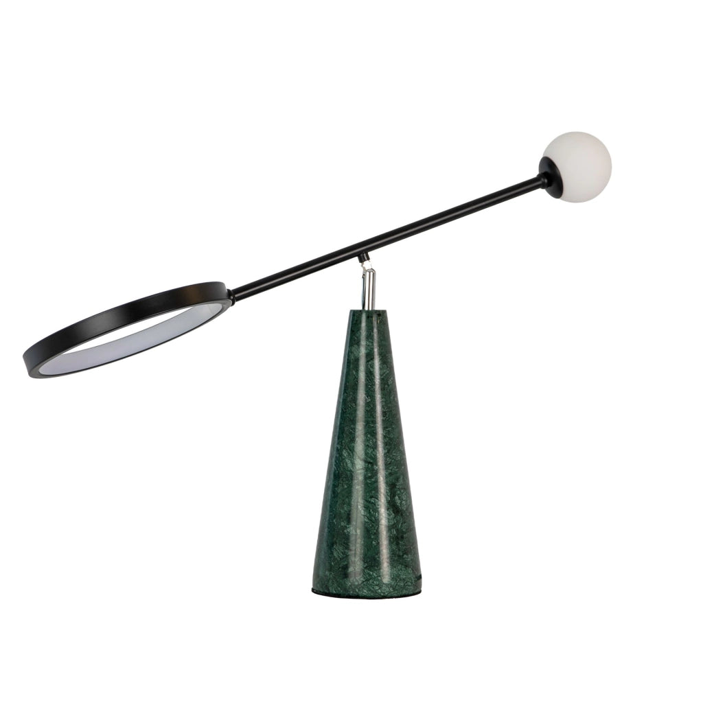 Lampada da tavolo in acciaio nero e marmo porcellanato