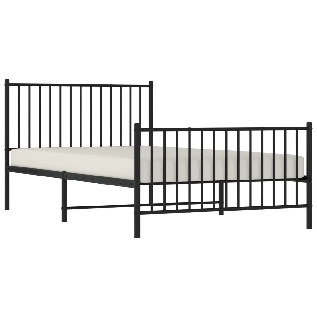 Giroletto con Testiera e Pediera Metallo Nero 107x203 cm 350878