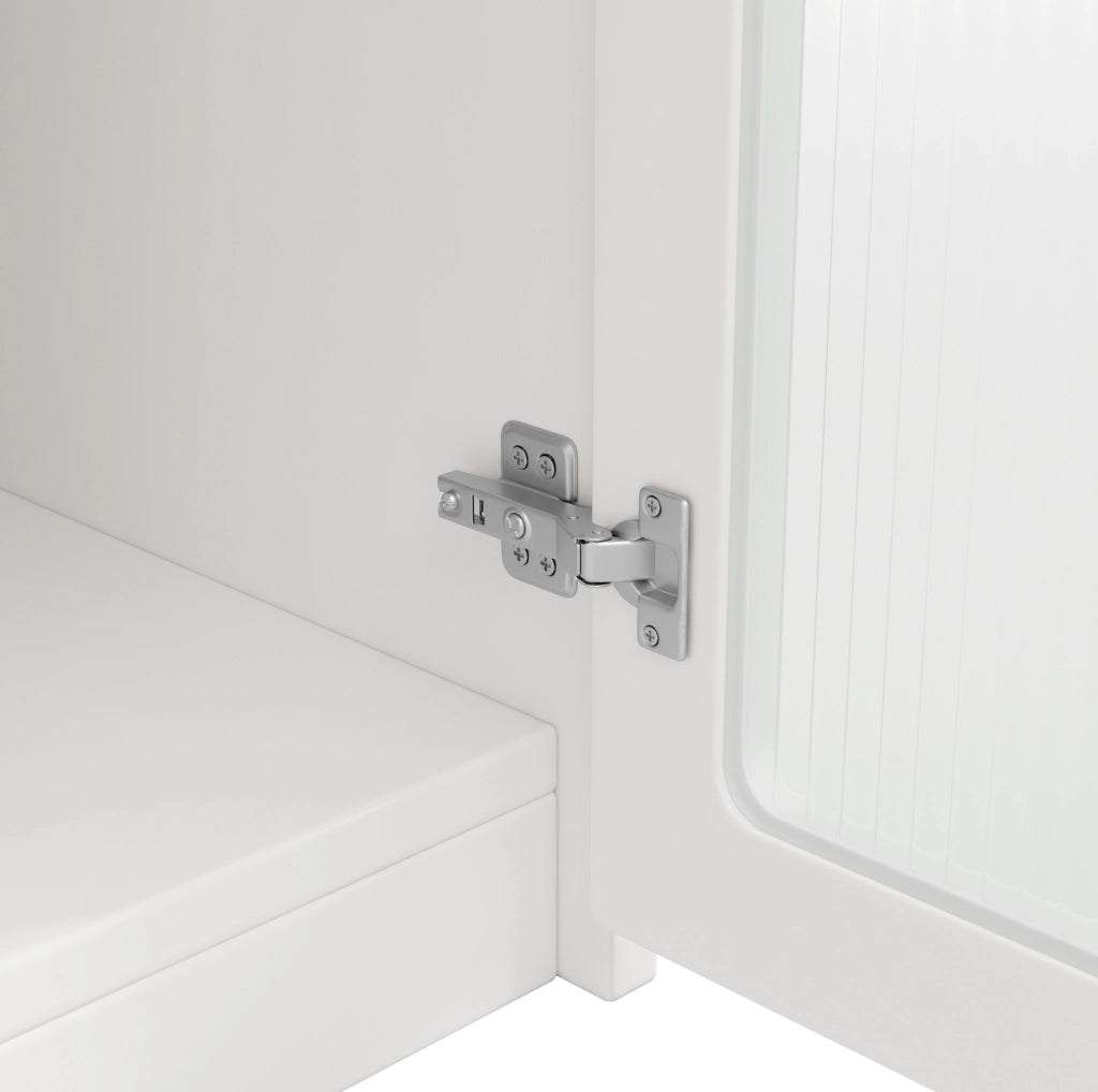 Credenza cucina 120x45x180 cm con piano di lavoro; ganci e 2 cassetti in MDF bianco