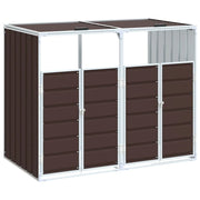 Copribidone con Ruote per 2 Bidoni Marrone 144x81x113cm Acciaio CFW5590061