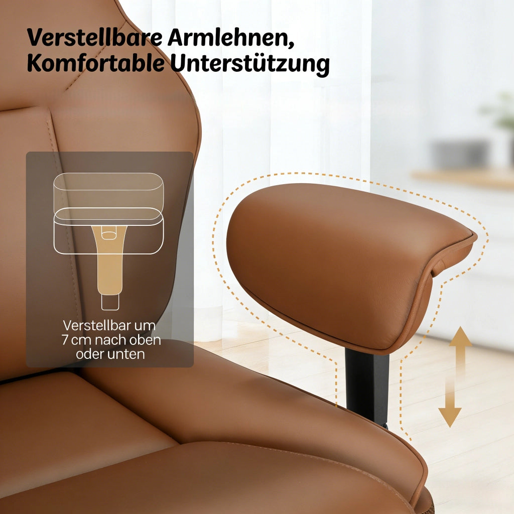 SEDIA Ufficio ergonomica girevole regolabile 77x71x118-125,5 cm Marrone