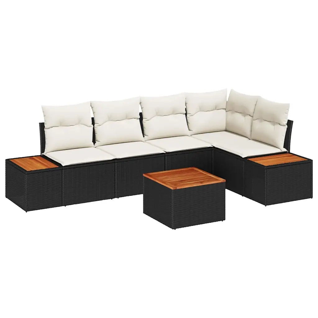 Set Divano da Giardino con cuscino 6 pcs Nero Poly Rattan 3348088